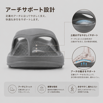 リカバリーサンダル トング レディース ｜ Kumori ふわり