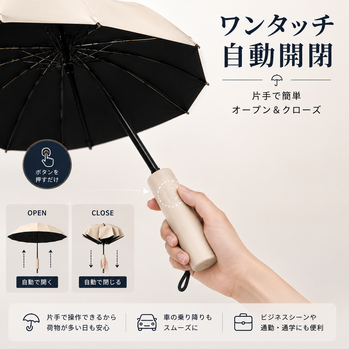 Kumori Shield™  全天候プレミアム折りたたみ傘 ・ UVカット・超撥水・耐風構造・ワンタッチ自動開閉｜晴雨兼用プレミアム折りたたみ傘