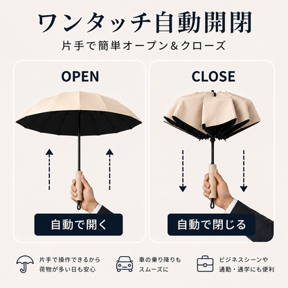 Kumori Shield™  全天候プレミアム折りたたみ傘 ・ UVカット・超撥水・耐風構造・ワンタッチ自動開閉｜晴雨兼用プレミアム折りたたみ傘