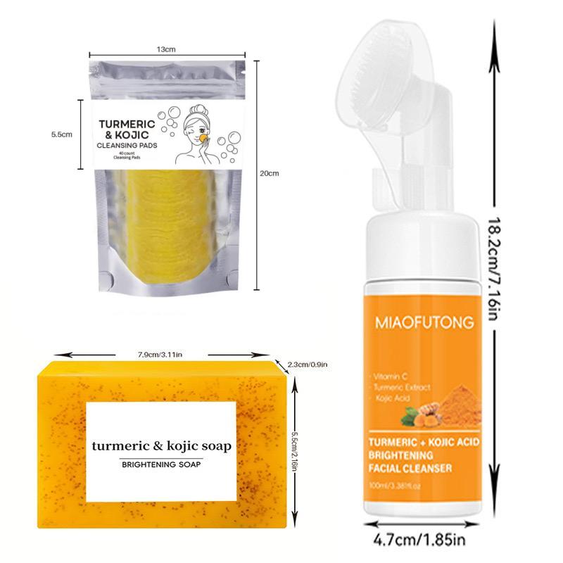 ターメリック洗顔石鹸 3点セットターメリックタブレット、ターメリッククレンジングムース、ターメリックソープ フェイスクリーニング スキンケア フェイス洗浄洗顔料 快適