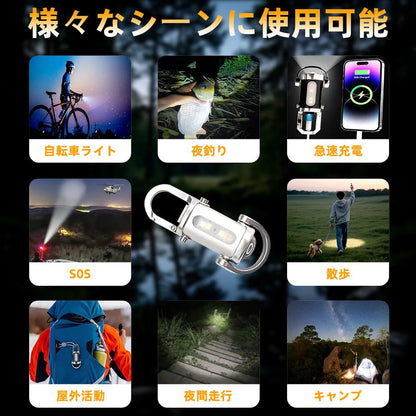 超小型 キーホルダーライト COB LED｜USB充電式・高輝度・防災/アウトドア対応
